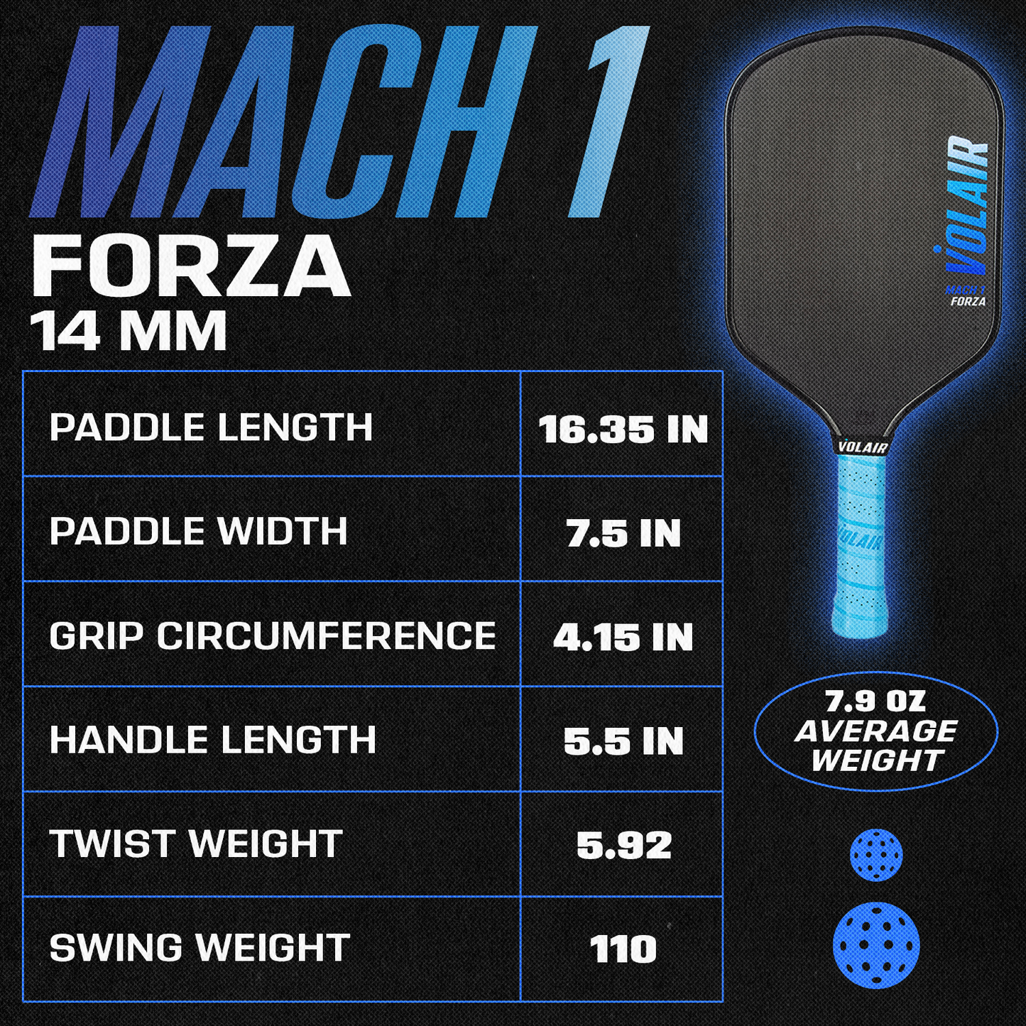 Mach 1 Forza Pickleball Paddle by Volair Pickleball