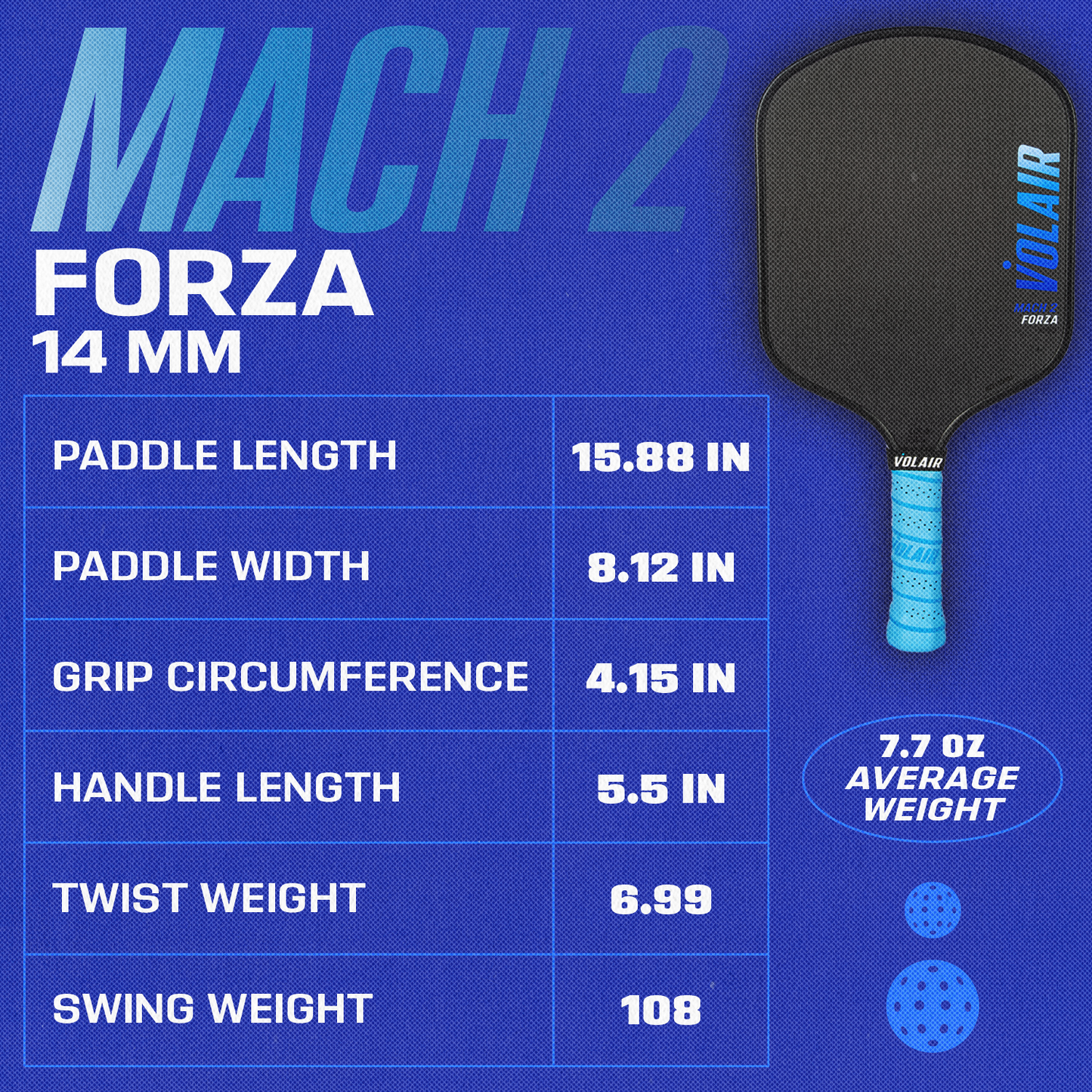 Mach 2 Forza Pickleball Paddle by Volair Pickleball