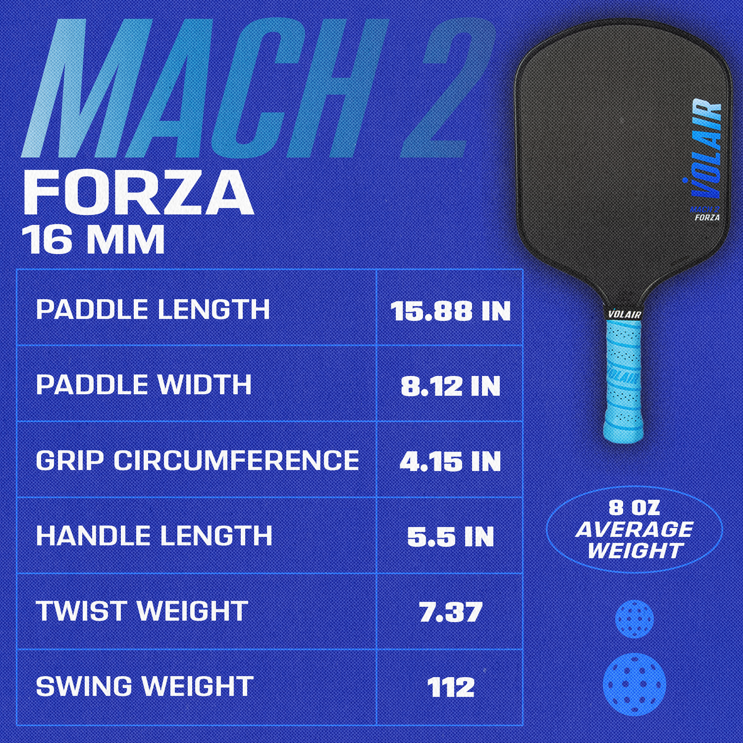 Mach 2 Forza Pickleball Paddle by Volair Pickleball