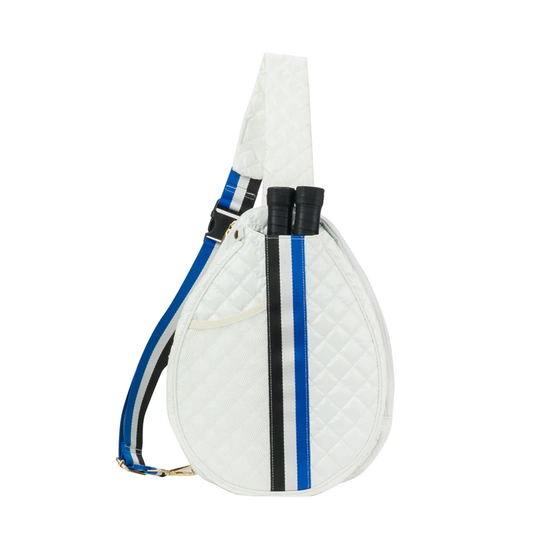 White Quilted Pickleball Bag Sling by  Pink Pickle